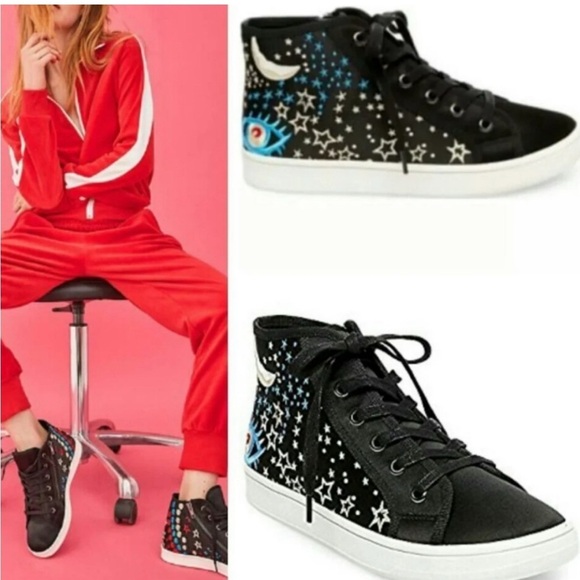Steve Madden Shoes - Steve Madden Colette Embroidered Satin High-Top Sneakers, Size 38/7.5